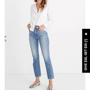 Madewell Perfect Vintage Crop Straight Jean 28 Ainsworth Wash Raw Hem